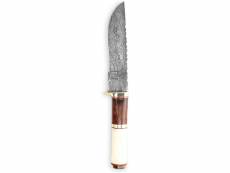 Couteau de chasse damas avec étui en cuir