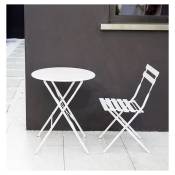 Ensemble bistrot 2 chaises + table pliante pour le jardin, le balcon, la varanda et la terrasse blanc