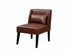 Fauteuil chaise de repos lecture relaxation moderne en faux cuir brun avec coussins teamson home marc vnf-00087-eu
