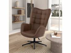 Fauteuil vintage chaise pivotant pour bureau salon chambre avec un revêtement en tissu des accoudoirs rembourés, métal, marron, 70*80*100cm