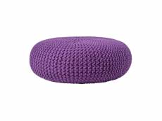 Homescapes grand pouf rond tressé en tricot - violet