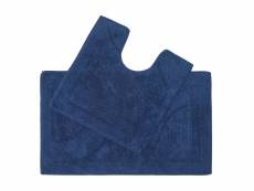 Homescapes tapis de bain pur coton haut de gamme 2 pièces bleu roi BT1180