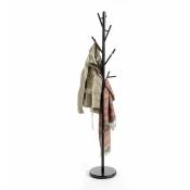 Idimex - Porte-manteaux zeno portant à vêtements sur pied en forme d'arbre avec 6 crochets sur différentes hauteurs, en métal laqué noir - Noir