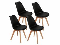 La chaise longue, chaise de café, chaise de salle à manger, lot de 4, noir