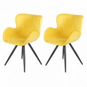 Lot de 2 chaises style scandinave velours jaune et