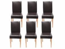 Lot de 6 chaises de salle à manger synthétique marron pieds clairs cds04240