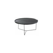 M-s - Table gigogne ronde 80,5 cm en bois et métal noir