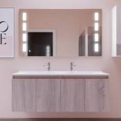 Meuble proline 140 cm avec plan double vasque et miroir Prestige- Bois - Bois