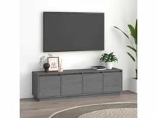 Meuble tv pour salon - armoire tv moderne gris 156x37x45 cm bois de pin massif meuble pro frco16678