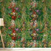 Papier peint motifs fleurs feuillage vert 425x260cm
