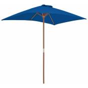 Parasol d'extérieur avec mât en bois Bleu 150x200