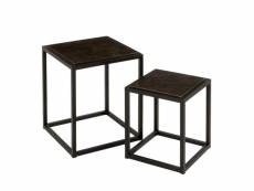 Paris prix - lot de 2 tables gigognes "carrées" 46cm noir