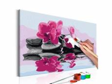 Paris prix - tableau à peindre soi-même "orchidée & pierres zen dans un mirroir d'eau" 40x60cm
