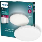 Philips, Plafonnier LED Wincel 40W, rond, télécommande sans fil incluse, blanc