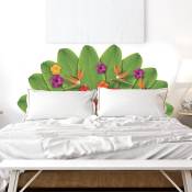 Plage - Sticker mural décoratif fleurs et feuilles tropicales, 83 cm x 160 cm, magnifique et coloré pour tête de lit - Vert