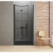 Porte de douche noire pliante gauche serigraphiée