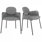 Set de 2 chaises de salle à manger en tissu et métal