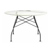 Table à manger ronde effet marbre blanc et noir 118 cm Glossy - Kartell