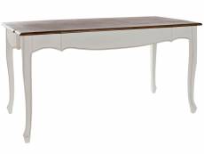 Table à manger table repas rectangulaire en paulownia coloris marron / blanc - longueur 160 x hauteur 79 x profondeur 80 cm