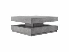 Table basse avec plateau tournant 76 x 76 cm bois gris béton helloshop26 03_0004128