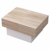 Table basse avec plateaux amovibles blanche et bois