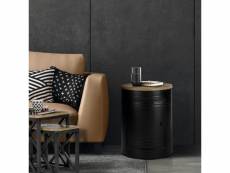 Table d'appoint ronde, naturel/noir, ø 40 x 55 cm, bois de mangue et métal thermolaqué 390002598
