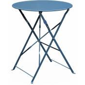 Table de jardin bistrot pliable - Emilia ronde bleu grisé- Table ronde Ø60cm en acier thermolaqué - Bleu grisé