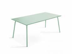 Table de jardin rectangulaire en métal vert sauge