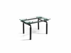 Table de repas extensible verre-noir mat - pokeno - l 140-200 x l 90 x h 76 cm - neuf