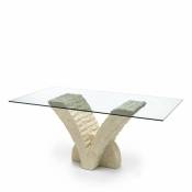 Table fixe transparente-beige 100 cm x 180 cm h. 76 cm