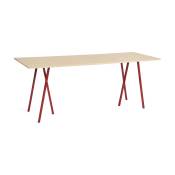 Table haute en chêne et acier rouge 250cm Loop Stand - Hay
