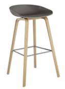 Tabouret de bar About a stool AAS 32 / H 75 cm - Plastique & pieds bois - Hay gris en plastique