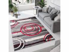 Tapiso dream tapis moderne cercles rayures gris crème rouge 120 x 170 cm D325A GRAY 1,20-1,70 CHEAP PP CRM