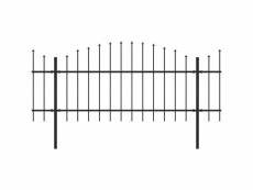 Vidaxl clôture de jardin à dessus en lance acier (1-1,25)x5,1 m noir 277723