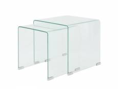 Vidaxl ensemble de tables gigognes 2 pièces verre trempé transparent 244191