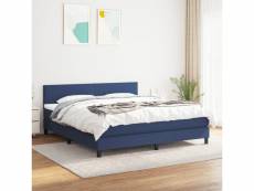 Vidaxl lit à sommier tapissier avec matelas bleu 180x200 cm tissu