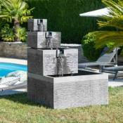 Wanda Collection - Fontaine de jardin bassin carré 4 coupes noir gris - Noir