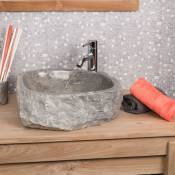 Wanda Collection - Grande vasque de salle de bain à poser Roc en marbre gris - Gris