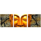 Zen Et Ethnique - Autocollants Muraux Or Bouddha triptyque