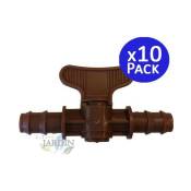 10 x Vanne Commutation d'Irrigation, Robinet d'arrosage goutte à goutte 16mm, valve 16 mm, marron