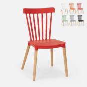 Ahd Amazing Home Design Chaise design moderne en polypropylène bois cuisine restaurant extérieur Lys, Couleur: Rouge