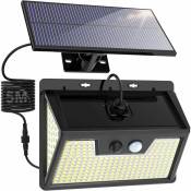 Applique Murale Solaire Extérieur avec Détecteur de Mouvement, 318 LEDs, Lumière Solaire Extérieure Étanche IP65, Projecteur Solaire Extérieur à