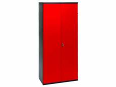 Armoire de bureau 2 portes métal rouge et noir folia h 180
