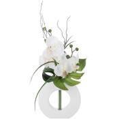 Atmosphera - Composition florale d'Orchidées artificielles Vase Blanc en Céramique h 45 cm Blanc