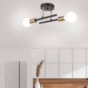 Axhup - Plafonnier Rétro Industrielle Luminaire 2 Tête E27 Lampe de Plafond Noir et Cuivre