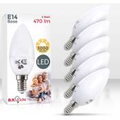 B.K.Licht lot de 5 ampoules 5W LED E14, 470 Lumen par ampoule, lumière blanche chaude de 3000 Kelvin, équivaut ampoule halogène 40W, 230V, forme