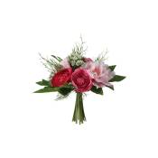 Bouquet de 16 tiges de roses artificielles fuchsia