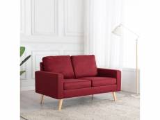 Canapé confortable à 2 places rouge bordeaux tissu