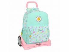 Cartable à roulettes smiley summer fun turquoise (32
