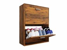 Casabel meuble a chaussure 12 paires - armoire grande capacité pour entree, couloir - bois vintage